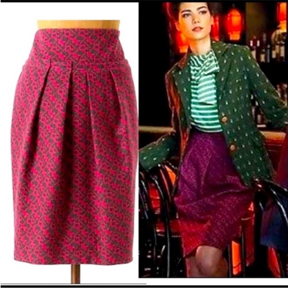 ANTHROPOLOGIE Eva Franco pink and gray wool blend pencil skirt size 12 - Picture 2 of 8